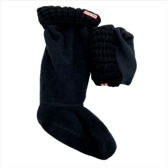 NWOB Hunter Original 6 Stitch Cable Knit Black Tall Boot Socks Liner Size M - Picture 1 of 3
